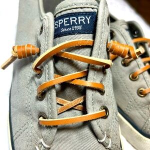 SPERRY BOAT SHOES WOMEN'S SIZE 7.5 GRAY slip on sneakers leather laces